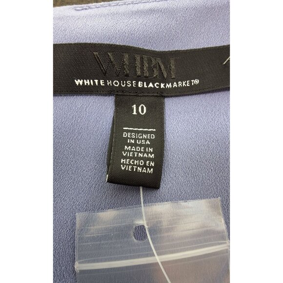 WHBM Blue & White Striped Poplin Twist Front Midi Shirt Dress Sz 10 Preppy - Picture 10 of 11